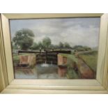 Gilt Framed Edwardian Oil Lock Scene
