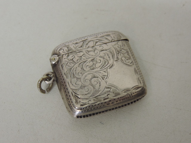 Silver Vesta Case & Moon Stone Set Pin Broach