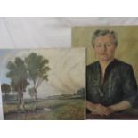 Unframed Period Landscape Oil Painting & Portrait