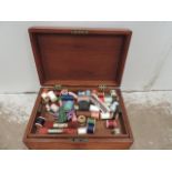 Victorian Polished Teak Sewing Box with Tray