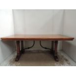 Continental Mahogany Refectory Style Dining Table with Wrought Iron Brackets
