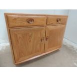 Blonde Ercol Elm Two Door & Two Drawer Side Cabinet