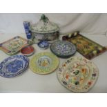 Faience Ware Covered Tureen & Slab Plate & Others