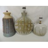 Three Stoneware & Studio Pottery Lamp Bases