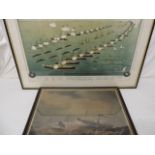 Antique Framed & Glazed Print of Fleet Traveling Osborne to Portsmouth 1901 & One Other