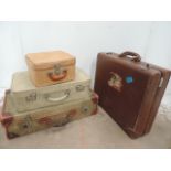 Vintage Brown Leather Suite Case & Three Others Graduated