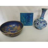 Carltonware Luster Bowl & Tile & Vase