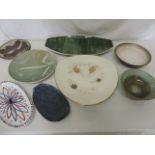 Eight Decortaed Studio Pottery Plates