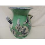 Antique 13" Tall Staffordshire Two Handle Decorated Urn