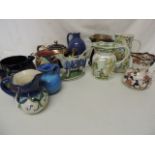 Two Masons Jugs & Cow Creamer & Eight Others