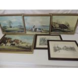 Four Framed & Glazed Rowland Hilder Coloured Countryside Prints & Two Monochrome Etchings