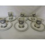 Set of Six Monochrome Adams Coffee Cans & Plates