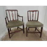 Hepplewhite Mahogany Carver / Armchair & Single Chair