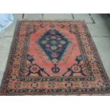 Arabic Style Wool Carpet in Blues, Reds & Yellow