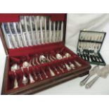 Wooden Canteen of Silver Plate Kings Pattern Cutlery & Napkin Ring & Additional Cake Forks