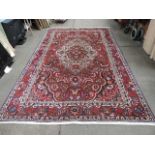 20th Century Persian Tabriz Wool Carpet in Reds & Blues with Weavers Signature 11' x 7'
