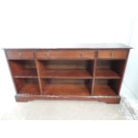 Reproduction Mahogany Low Bookcase with Three Drawers Above