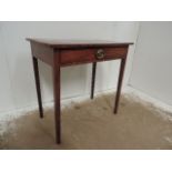 Early 19th Century Mahogany Side Table with Single Drawer on square Tapered Legs with Brass Drop