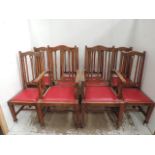 Set of Eight Arts & Crafts High Back Pierced Dining Chairs incl. Two Carvers
