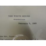 Roland Reagan Signed Letter From the White House Washington Dated 1985