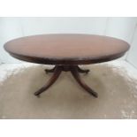 Reproduction Low Mahogany Oval Coffee Table on Splayed Legs