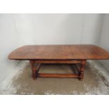 Arts & Crafts Style Low Oak Extending Coffee Table with Extra Leaf
