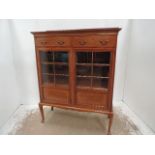 Edwardian Mahogany & Satinwood Inlay Glass Front Display Cabinet on Cabriole Legs & Drawers Above