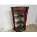 Victorian Walnut & Inlay Bow Glass Front Display Cabinet with Shelves