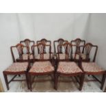 Set of Eight Georgian Mahogany Shield Back Dining Chairs incl. Two Carvers with Drop in Seats