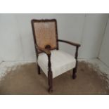 Edwardian Cane Back Bedroom / Nursing Chair with Arms