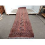 Long Pakistani Arabic Style Hall / Runner Carpet in Reds & Blacks