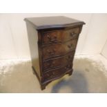Small Reproduction Bow Front Four Drawer Chest