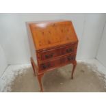 Reproduction Yew Wood Fall Front Bureau on Cabriole Legs
