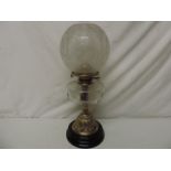 Victorian Cut Glass Oil Lamp with Etched Glass Shade