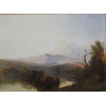 James Baker Pyne (1800-1870)  A LAKE SCENE, oil on canvas, an autumnal lake scene, indistinct