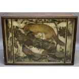 A LARGE LATE 19TH/EARLY 20TH CENTURY CASED TAXIDERMY DISPLAY with large central glazed panel and two