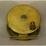 AN ALL BRASS 4½" SALMON FISHING REEL by 'G. Little & Co, Makers to HRH Prince of Wales, 63