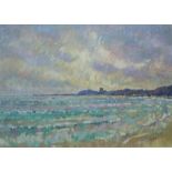 Geoff Marsters (British contemporary)  WHITLEY BAY, pastel, a view towards Tynemouth Priory,