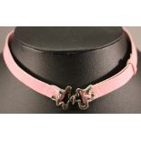 A GEORG JENSEN 925S SPLASH BRACELET the pink leather bracelet with interlocking 'splash' design