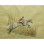 A PAIR OF HUNTING SCENE WATERCOLOURS depicting horses and riders, signed with monogram WGS and dated