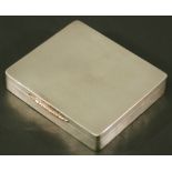 A MID 20TH CENTURY SILVER CIGARETTE CASE of hinged square form with fine engine-turned surface