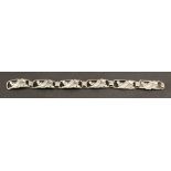 A NORWEGIAN 830S BRACELET comprised of six oblong links moulded and pierced with oak leaves and