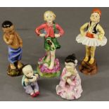 A GROUP OF FIVE ROYAL WORCESTER 'CHILDREN OF THE WORLD' FIGURES comprising Scotland, Greece, Burmah,