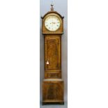 AN EARLY 19TH CENTURY SCOTTISH MAHOGANY EIGHT-DAY LONG CASE CLOCK, having an arched top with brass