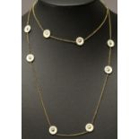 A GEORG JENSEN GILT 925S AND ENAMEL SAUTOIR NECKLACE the fine chain with twelve  small enamelled