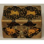 A JAPANESE LACQUERED BOX or casket, Edo period, of rectangular form with lift-off cover ,