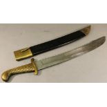 1827 RUSSIAN PIONEER SWORD having solid brass handle and cross guard, 51cm, heavy saw-back blade,