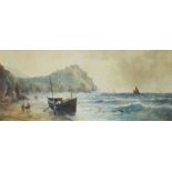 John Clarkeson Uren (1845-1932)  A COASTAL SCENE, watercolour,  a Cornish coastal landscape with