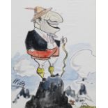 WILK John William (Bill) Wilkinson (British 1906-1994)  WATERCOLOUR CARICATURE a local character (