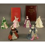 SIX WEDGWOOD FIGURINES 'THE WIVES OF HENRY VIII' with certificate booklet and four certificates. (6)
